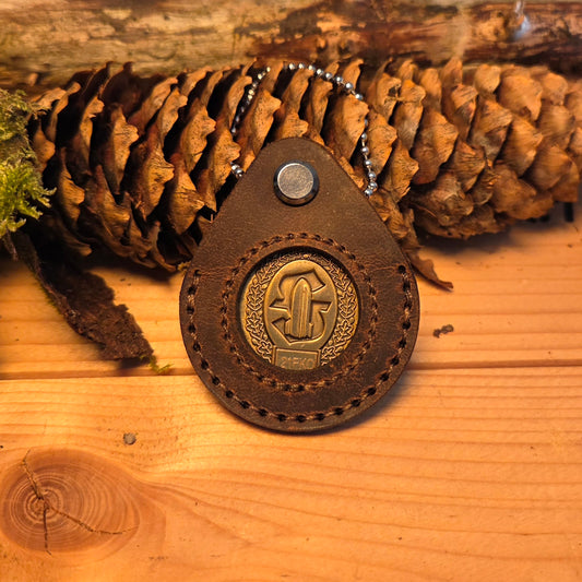 Kettennhänger aus Leder Coinhülle, Münzhülle Leder, Münze, Coin, Lederhülle, Münzetuis, coin case, challange coin, Kette