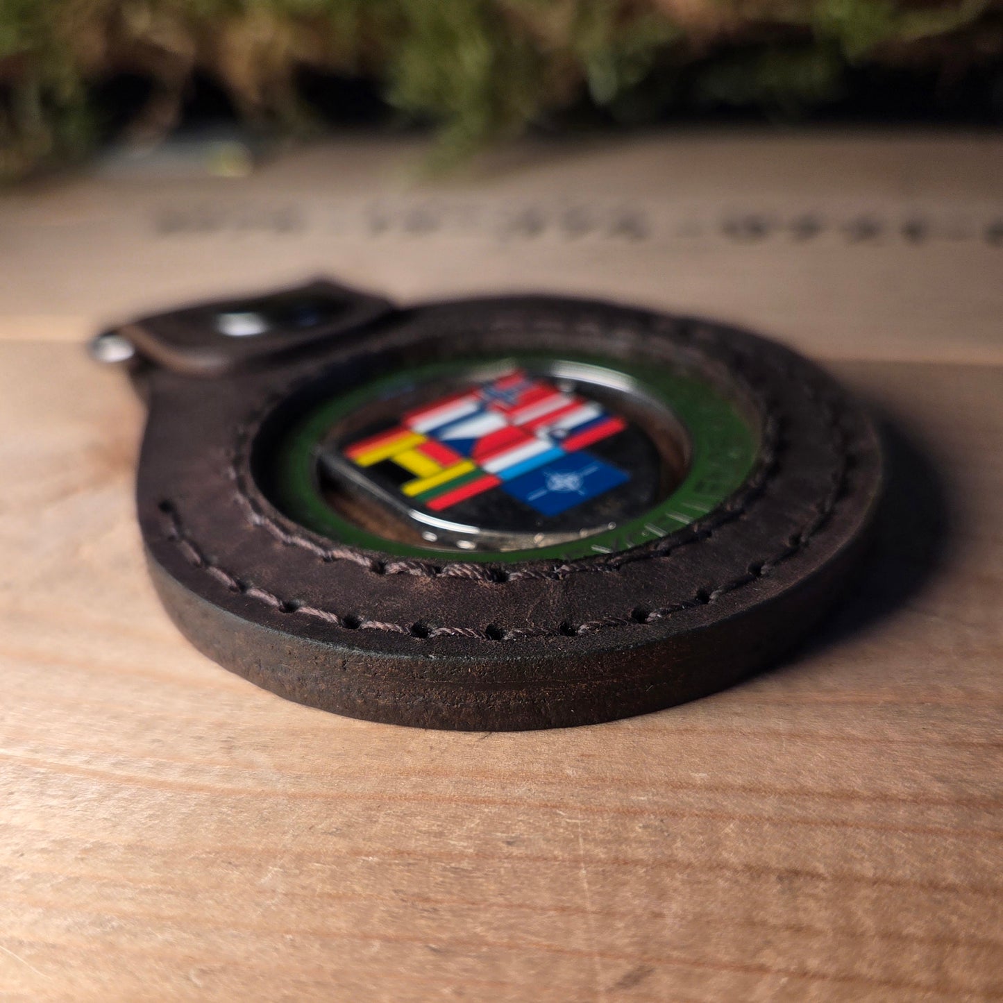 Lederanhänger für Challenge Coin | D-Ring beidseitig